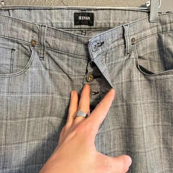 Hudson Plaid Sartor Slouchy Skinny Jeans Size 36 - Picture 4 of 7